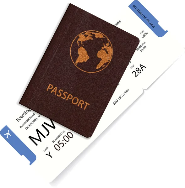 Airline passenger boarding pass inside passport. — Stock Vector