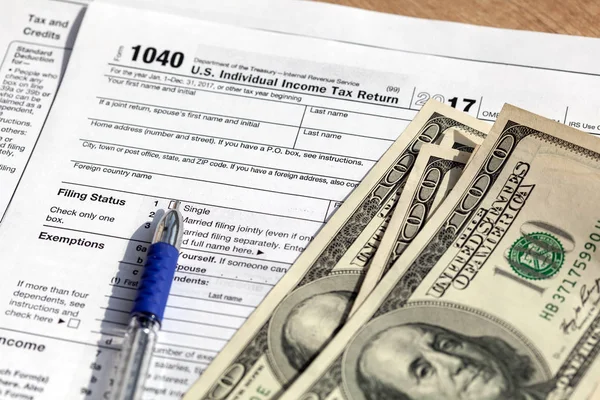 Financial IRS individual tax return 1040 form.