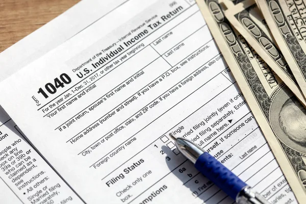 Financial IRS individual tax return 1040 form. — Stock Photo, Image