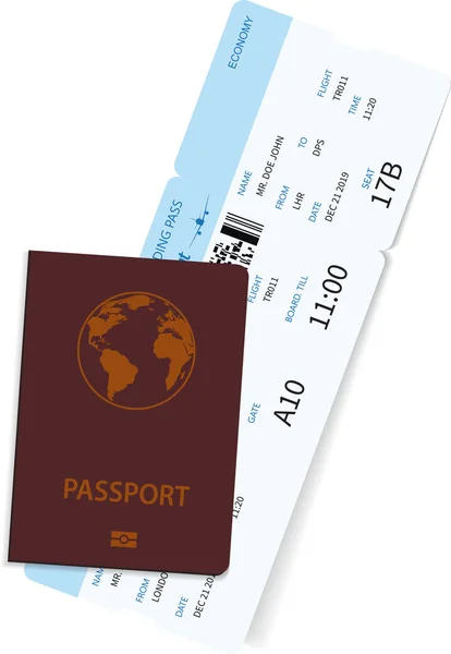 Passaporto internazionale con biglietto aereo interno — Vettoriale Stock