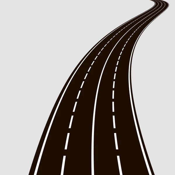 Carretera curva con líneas blancas . — Vector de stock