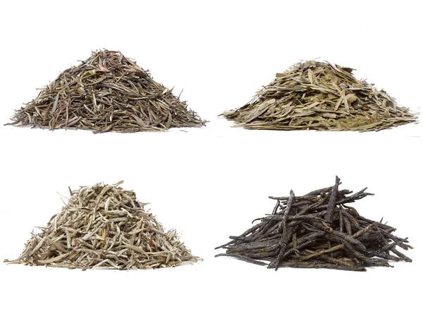 Collection of different dry tea. Isolated on a white — Stock Photo, Image