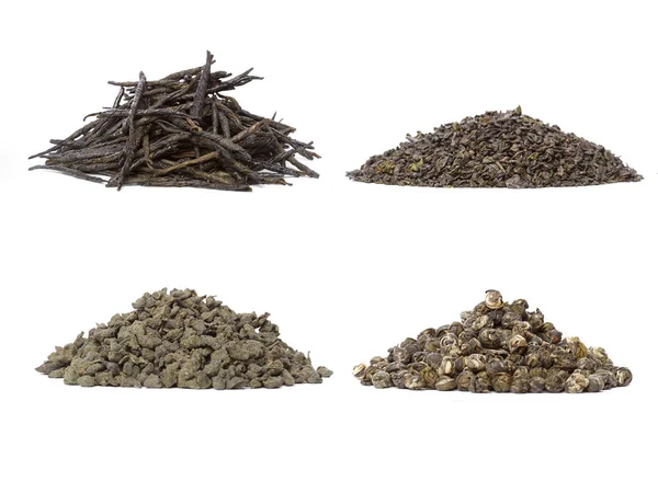 Set of different dry tea. Isolated over a white — Stock Photo, Image