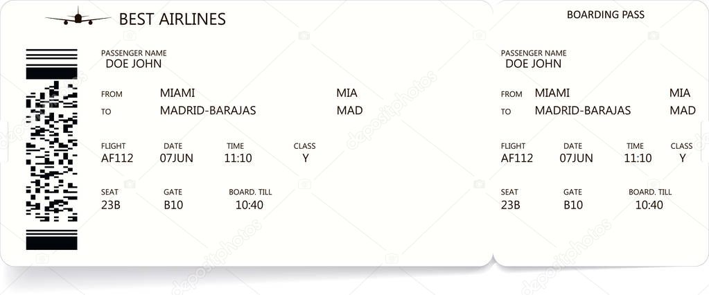 Pattern of a boarding pass and air ticket