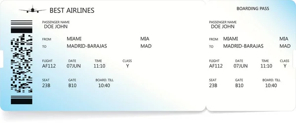 Blå boardingkort biljett. Resor-konceptet — Stock vektor