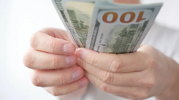 Man Tellen Ons Dollar Close Zakelijke Grote Geld Van Succes — Stockfoto