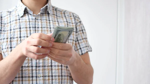 Man Tellen Ons Dollar Close Zakelijke Grote Geld Van Succes — Stockfoto