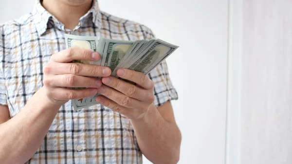 Man Counting Dollars Close Business Big Money Success Concept — Stock Photo, Image