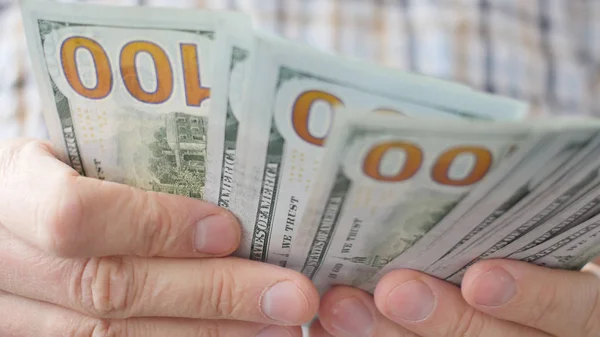 Man Tellen Ons Dollar Close Zakelijke Grote Geld Van Succes — Stockfoto