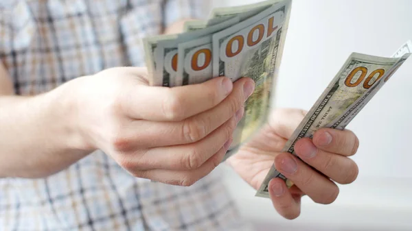 Man Counting Dollars Close Business Big Money Success Concept — Stock Photo, Image