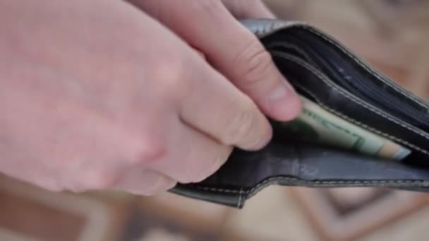Бумажник с долларами США внутри . — стоковое видео