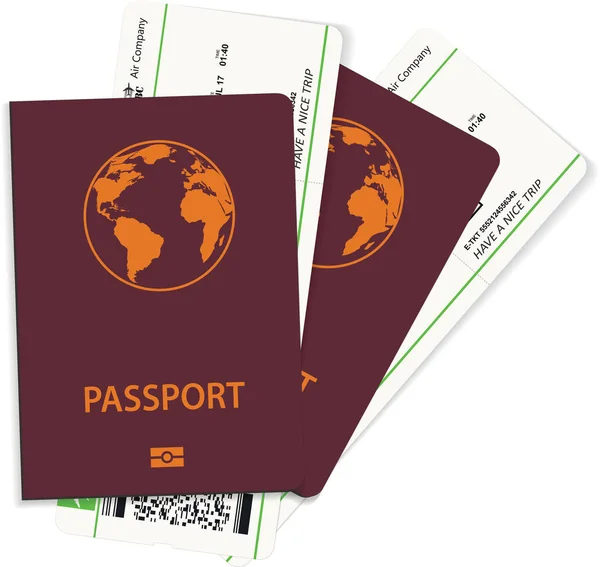 Passeport et cartes d'embarquement — Image vectorielle