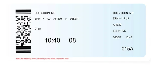 Blå boarding pass Flygbiljett — Stock vektor