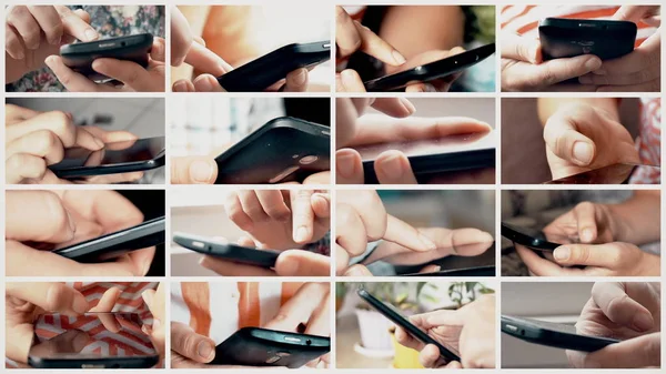 Close-up of young woman hands typing sms — Stock Photo, Image