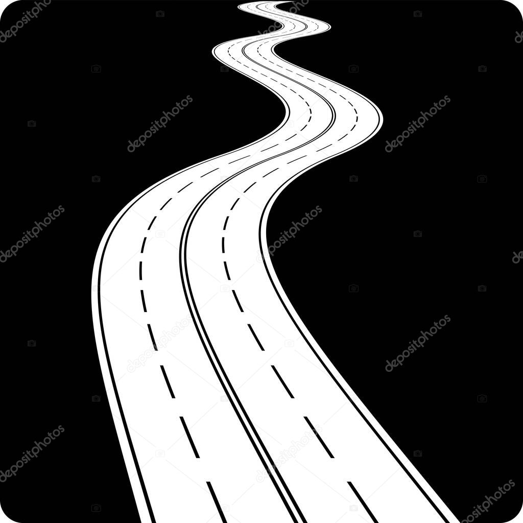 Vector icon of winding curved road.