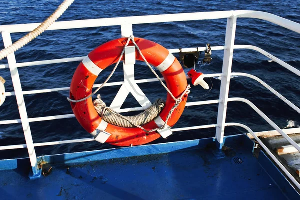 Details Ferry Rescue Belt Trip Island Aegina Athens Region Greece — Stock Photo, Image