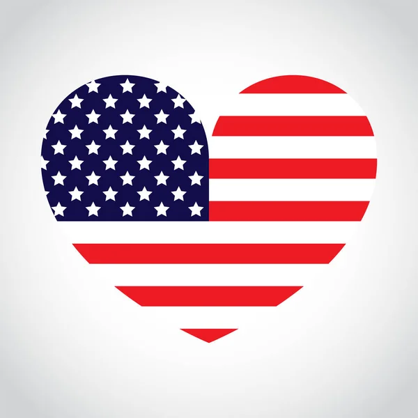 American Flag Heart Shape — Stock Vector