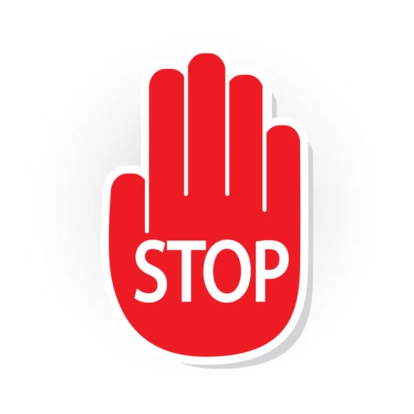 Red Stop Hand Shaped Sign — Stock Vector