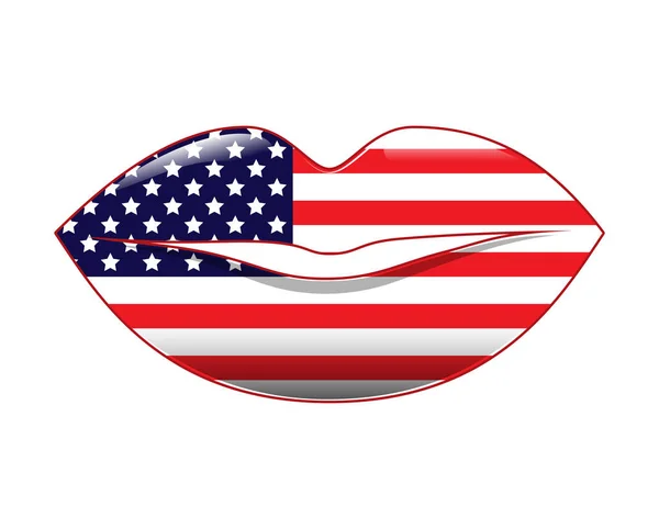 American Style Lips Illustration — Stock Vector