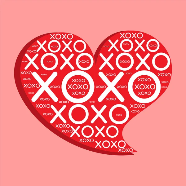 Kırmızı Xoxo Kalp Şeklinde Konuşma Balonu — Stok Vektör