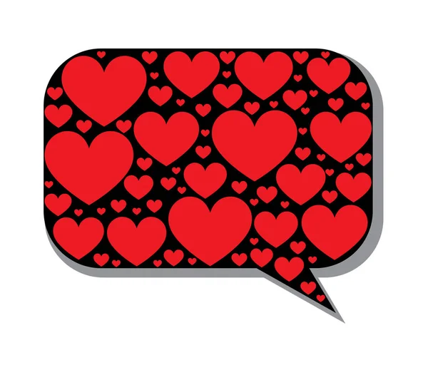 Hearts Black Speech Bubble — Stock Vector