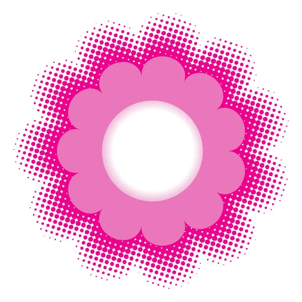 Roze Bloem Halftone Frame — Stockvector