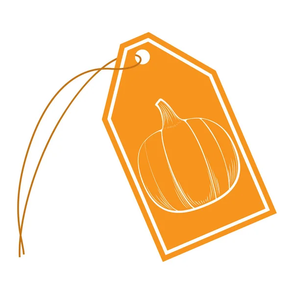 Oranje Pompoen String Tag Pictogram Symbool — Stockvector