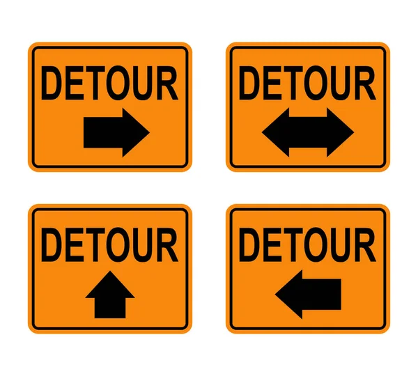 Orange Detour Signs Pack — Stock Vector