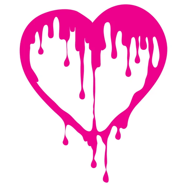 Hot Pink Dripping Heart — Stock Vector