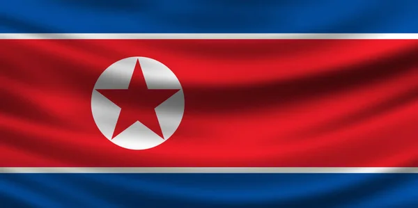 The flag of North Korea on the continent of Asia