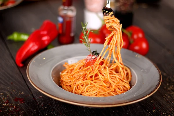 Espaguetis Alrededor Del Tenedor — Foto de Stock