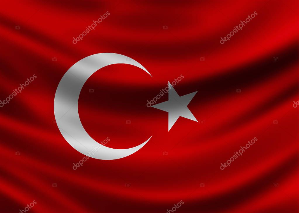 The holy flag of the moon and star of Turkey in Asia and Europe