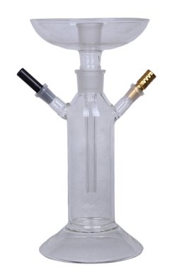 Nargile cam ve cam ayakta siyah ve altın boruları ile