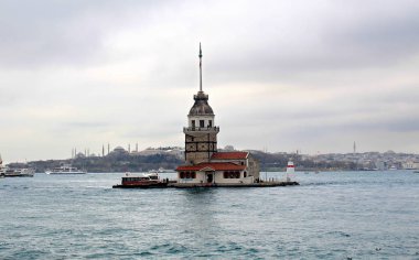 İstanbul Türk'te yalnız deniz feneri kiz kulesi güzel fotoğraf