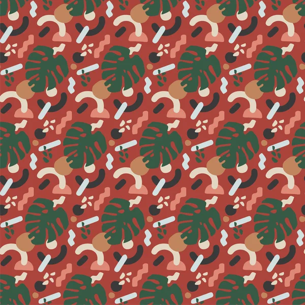 Monstera leaf. Vector illustration of seamless pattern.