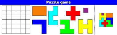 Puzzle oyunu. Desen tamamlayın. Eğitim mantığı okul öncesi çocuklar için oyun. Vektör çizim.