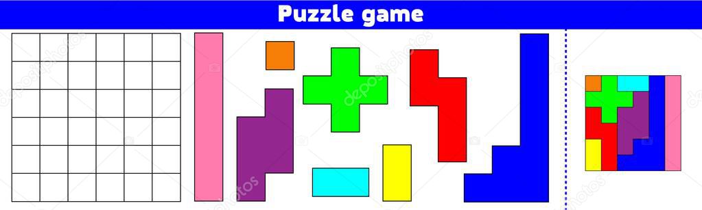 Puzzle game.  Complete the Pattern. Education logic game for preschool kids. Vector Illustration.