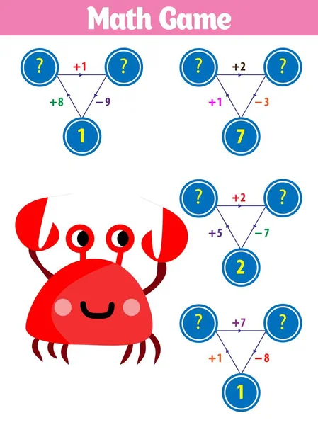 Matematica Gioco Educativo Bambini Illustrazione Vettoriale — Vettoriale Stock