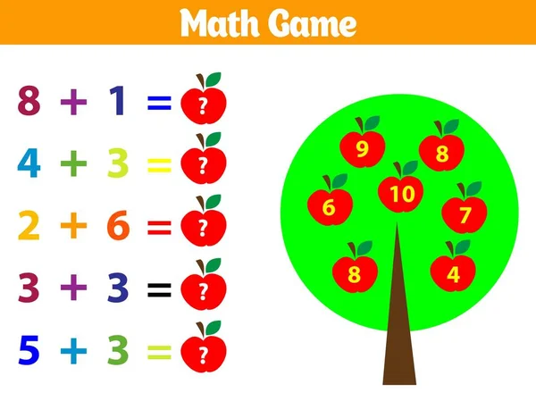Mathématiques Jeu Éducatif Pour Les Enfants Illustration Vectorielle — Image vectorielle