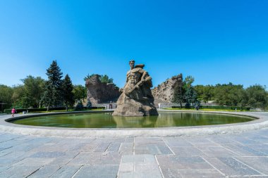 Volgograd, Rusya - 21 Ağustos 2019: Mamayev Kurgan'da Kahramanlar meydanı