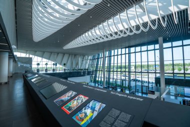 Saratov, Rusya - 20 Ağustos 2019: Gagarin Uluslararası Havaalanı, müze