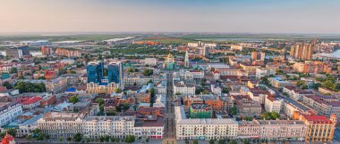 Rostov-on-Don, Rusya - yaklaşık Temmuz 2017: şehir merkezinin havadan görünümü