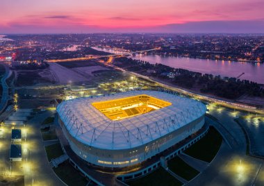 Rostov-on-Don, Rusya - yaklaşık Eylül 2017: Rostov Arena futbol stadyumunun havadan görünümü