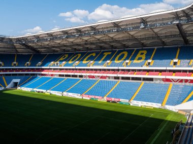 Rostov-on-Don, Rusya - 27 Nisan 2018: Rostov-Arena stadyumunun seyirci standları