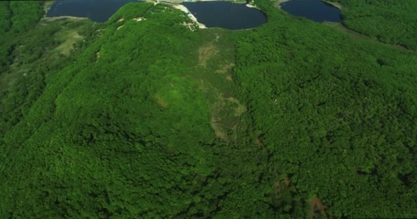 Wald von oben und Meeresbucht, Nachodka, Russland — Stockvideo