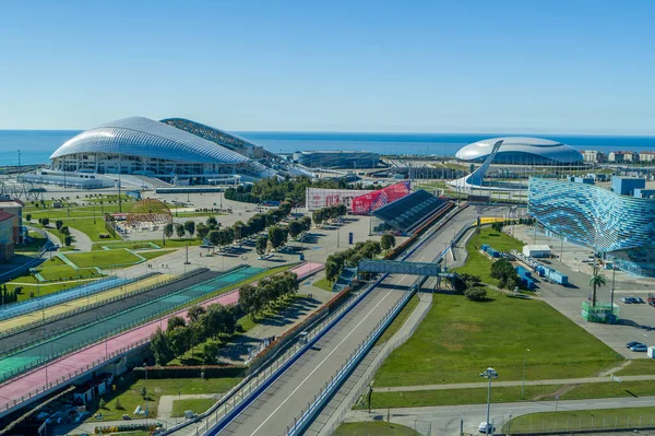 Soçi, Rusya - Ekim 2019 Olimpiyat Parkı Soçi - hava manzaralı