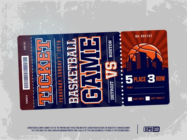 Modern profesyonel tasarım basketbol bilet mavi tema.