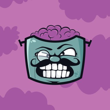 Modern profesyonel vektör amblemi korkunç. Purple Tema.