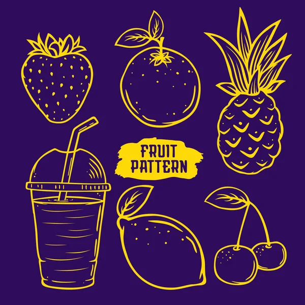 Moderne Professionele Vector Set Vers Gemaakt Met Echte Vruchten Fruit — Stockvector