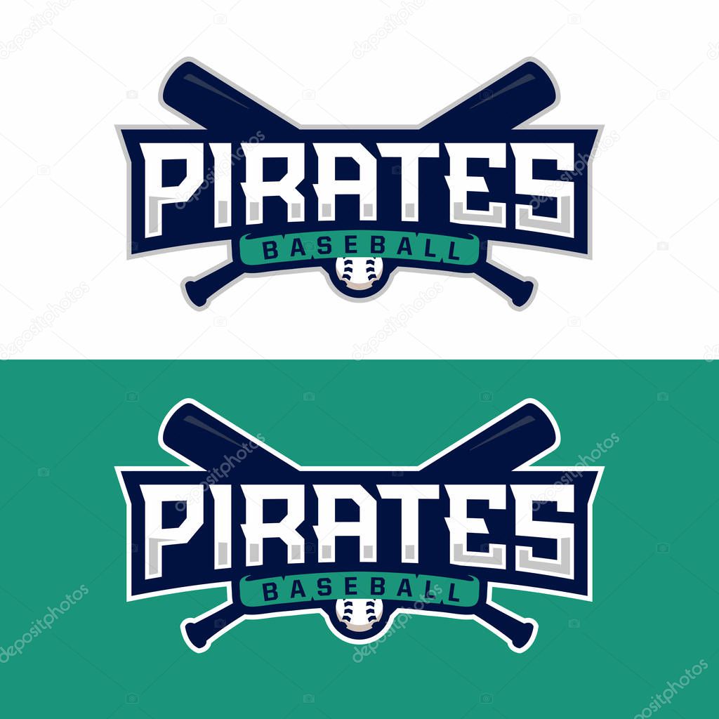 Modern professional vector emblem pirates for baseball in green theme.